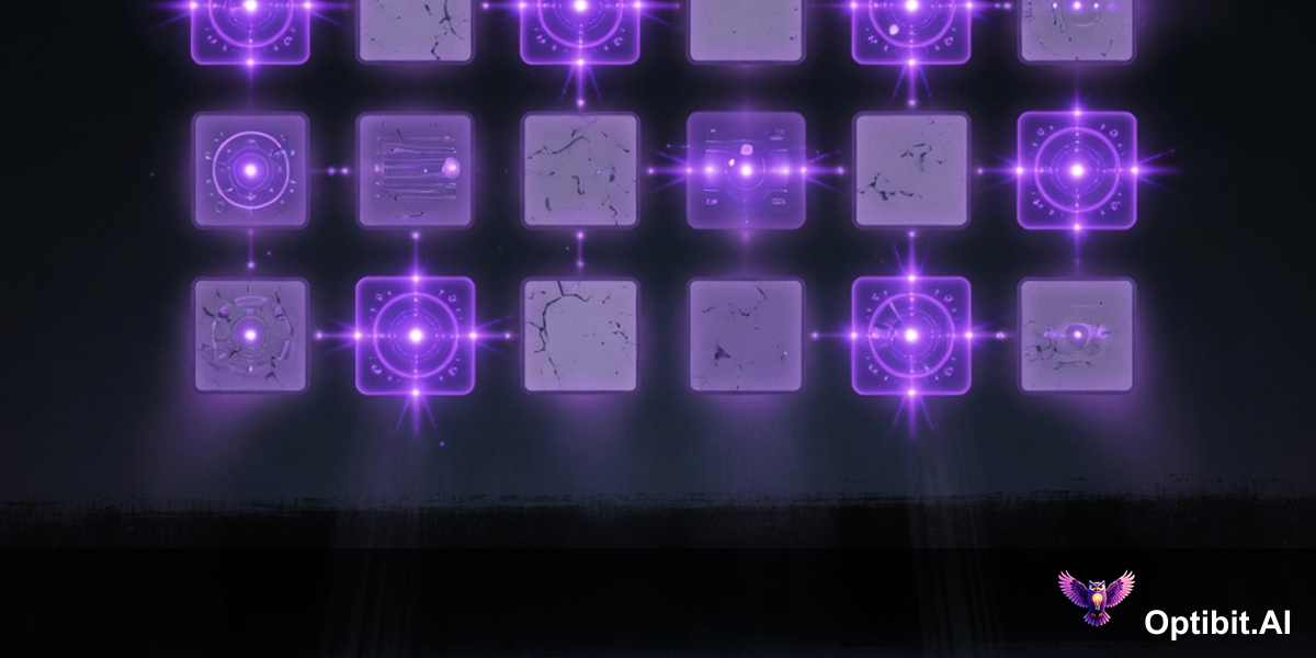 Abstract visualization of unused product features sitting dormant while customer engagement metrics show gaps, editorial style with dark background and violet tones