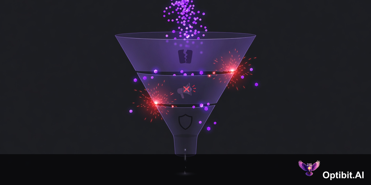 Sales funnel showing deals leaking at three points where knowledge gaps cause losses